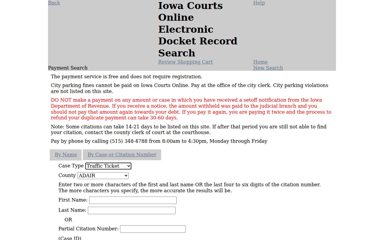 Carroll County warrant lookup name and case search fields