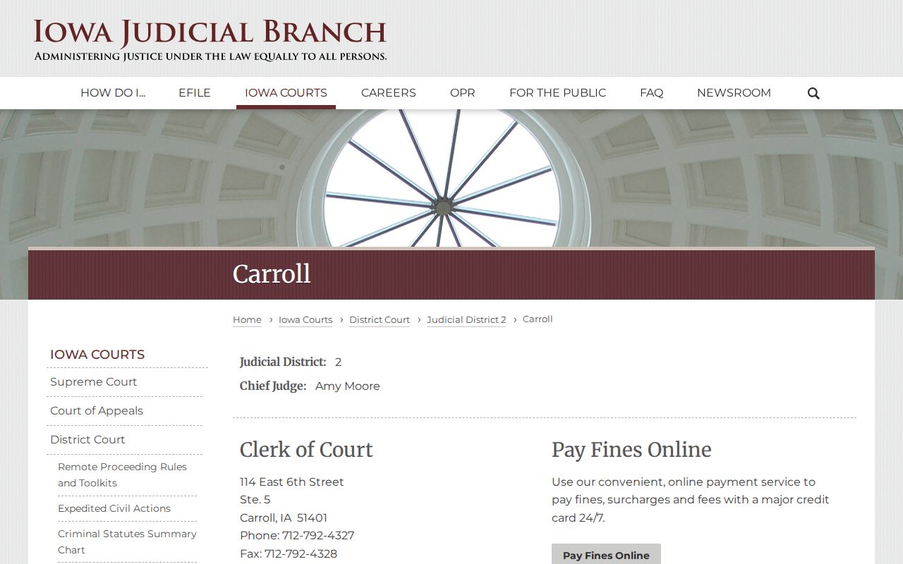 Carroll County Clerk contact for warrant lookup confirmation