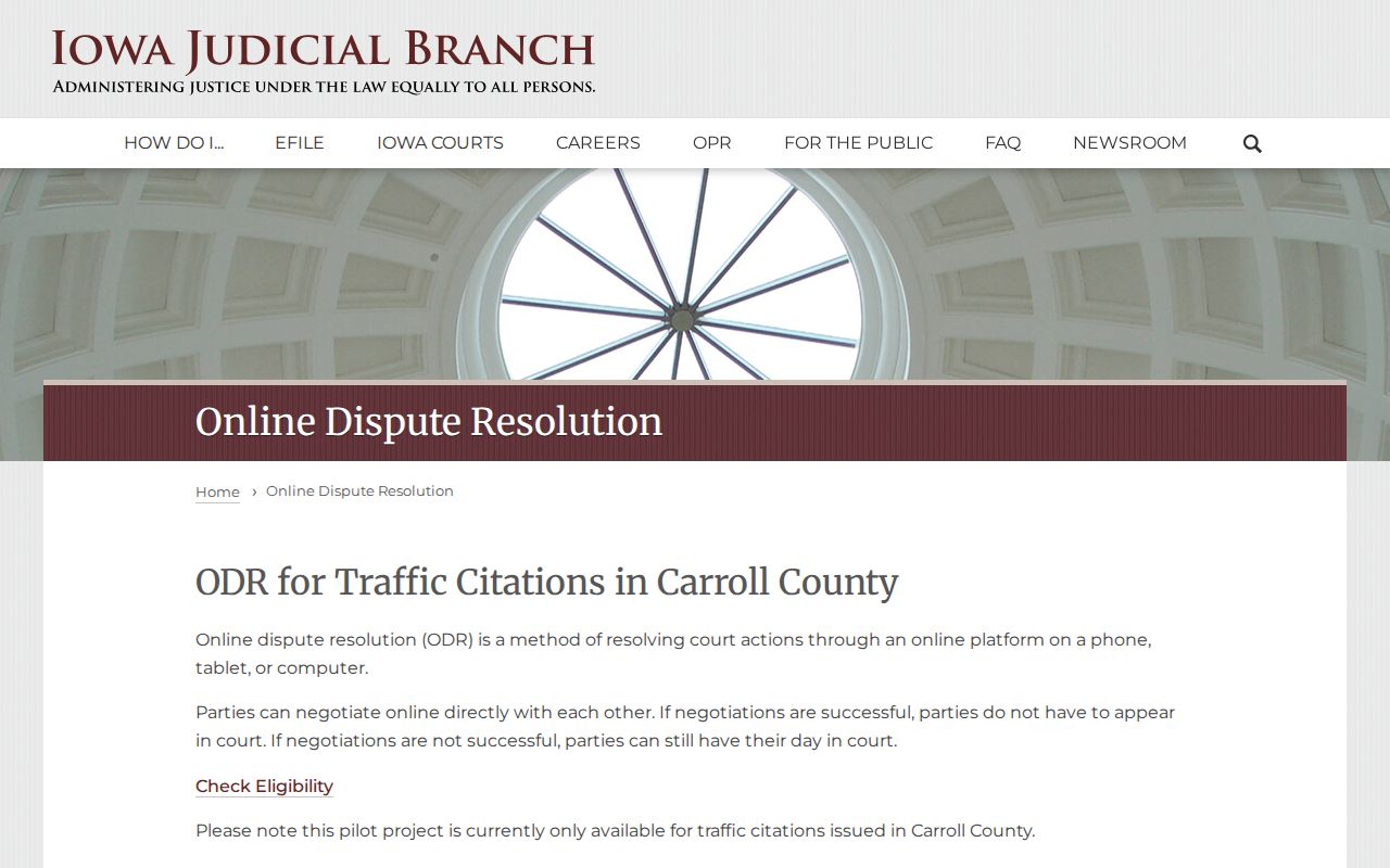 Carroll County bench warrant and traffic citation ODR information
